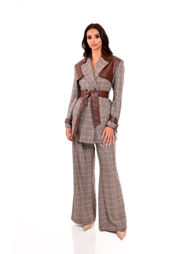 Checked wide-leg trousers