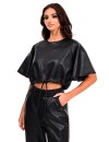 leather effect crop top