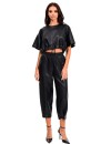 Leather effect pants with...