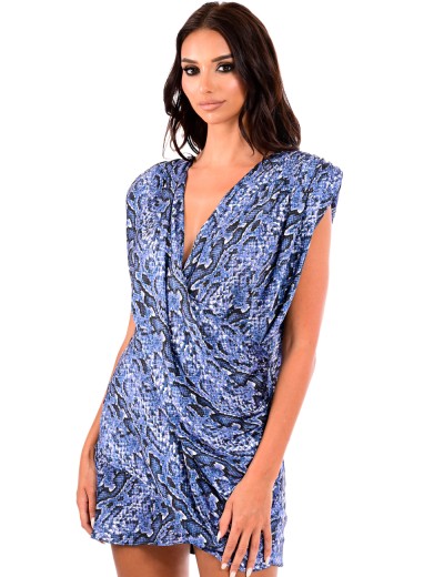 mini draped animal print dress